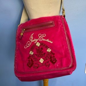 Authentic hot pink velour Juicy Couture satchel